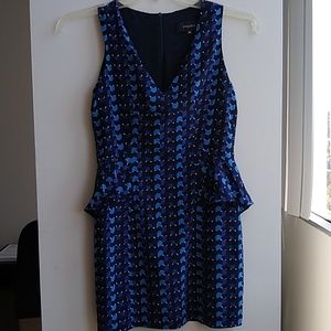 Fillity blue silk print sleeveless dress,